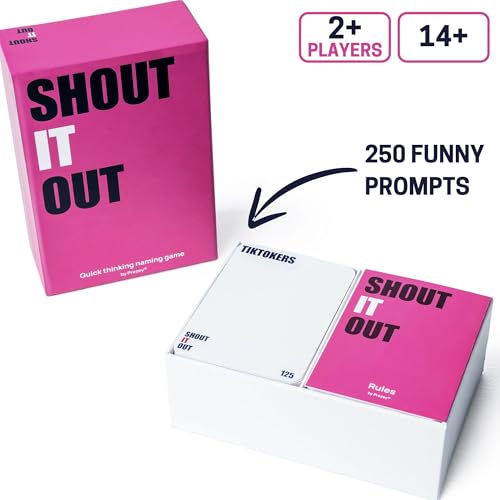 Prezey Shout it Out Category Game - 250 Fun Trivia Card Games for Teens, Family, Adults, and Kids | Perfect for Travel Games, Board Game, Family Games, and Party Games