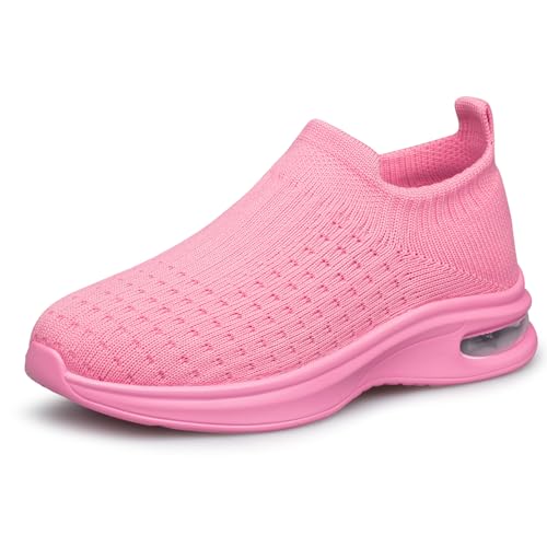 Baskets à enfiler pour garçons et filles - Pour fitness, tennis, marche, école - Pour tout-petit/petit enfant/grand enfant, Tout rose, 33 EU