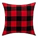 MKLFBT Pack of 2 Christmas Red and Black Buffalo Check Plaid Throw Pillow Covers 18 x 18 Cushion Cover Valentine's Day Decor Cotton Polyester Pillowcase for Sofa Couch Car Bedroom