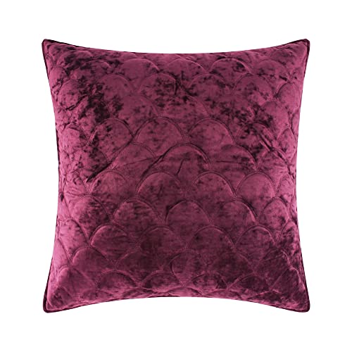 Levtex Home Birch Hill Velvet Plum Quilt - Euro Sham - Plum - Crushed Velvet - Scallop Quilting - Quilt (26x26in.), No Insert - Polyester