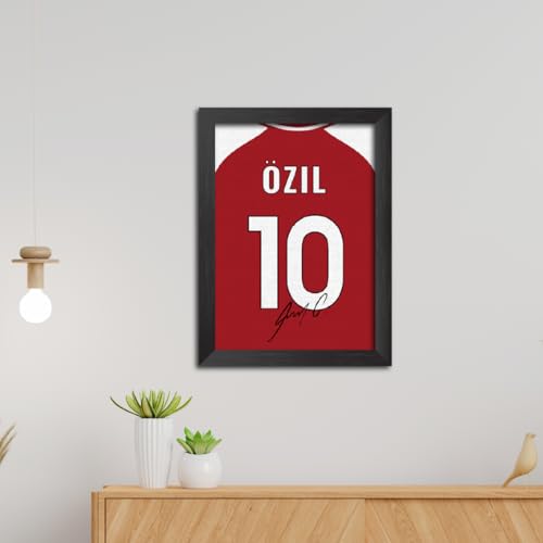 Image of TenorArts Mesut Ozil Poster Frame Arsenal Jersey Laminated Photo Print Signature Framed Painting with Matt Finish Black Texture (12 inches x 9inches)