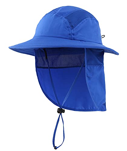 Image of Home Prefer UPF 50+ Boys Sun Hat with Neck Flap Wide Brim Summer Beach Bucket Hat for Boys Girls Toddler Kids Safari Hat