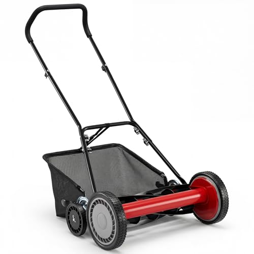 IRONMAX 18 Inch 5-Blade Push Reel Lawn Mower, 9-Level Adjust...