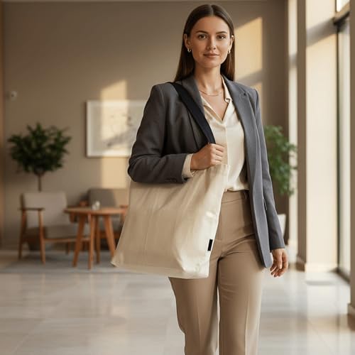 ELES VIDA® Baumwolltasche 45x38x15 cm PREMIUM - OEKO-TEX® zertifiziert - Umhängetasche, hochwertige Stofftasche, Tragetasche, Schultertasche, Einkaufstasche, Jutebeutel, Stoffbeutel
