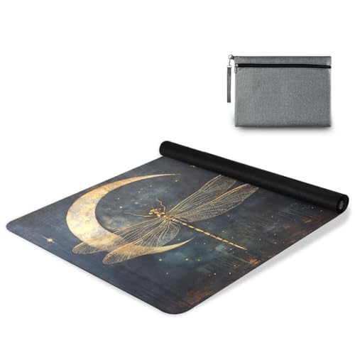 ALAZA Dragonfly Crescent Moon Yoga Mat Non Slip Fitness Exercise Mat, Workout Mat for Yoga, Pilates and Floor Exercises