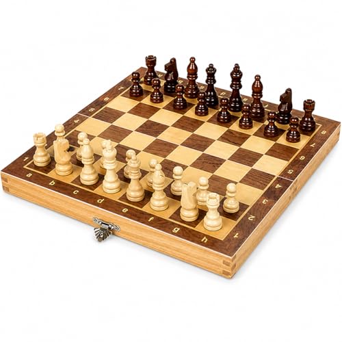 Fitto Magnetic Wooden Chess Set with Folding Board Portable Travel Chess Game for Kids and Adults