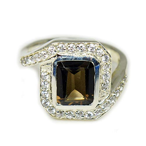Bijou Argent 925 Anti-Ternissement Émeraude Quartz Fumé Naturel pour Peau Sensible
