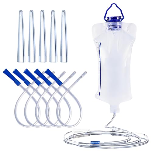 Einlaufgerät Darmreinigung-und Defäkation Gerät Wiederverwendbar 1 2-Liter-Spülbeutel + 5 x 10-cm-Aufsätze + 5 x 25-cm-Aufsätze Irrigator Darmspülung