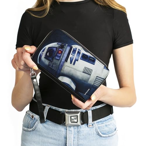 Buckle-Down Women's PU Zip Around Wallet Rectangle-Star Wars R2-D2, 7.5"x4.5"4