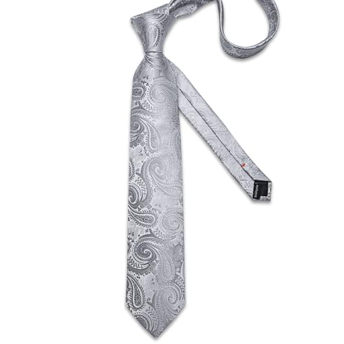 Image of DiBanGu Mens Paisley Tie Set Silk Woven Jacquard Necktie and Pocket Square Cufflinks Gift Set for Wedding Bussiness