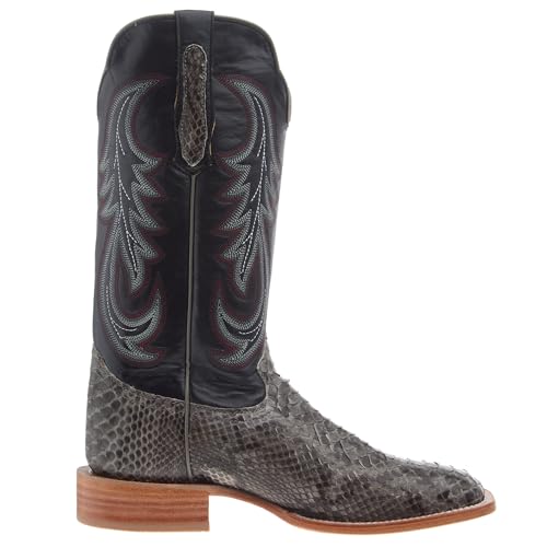 Mens Back Cut Embroidered Square Toe Casual Boots Mid Calf - Grey4