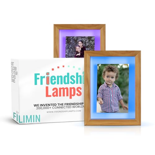 Friendship Lamp® by Filimin Set of 2 Long Distance Touch Lamps – WiFi Connected, Long Distance Gifts, Touch Activated Table Lamp, Long Distance Friendship Gifts, LED Light - Picture Frame