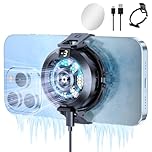 Olycism Magnetic Phone Cooling Fan with Magnetic Sticker Phone Clip Temperature Display LED Compatible with iPhone iPad Android Tablet Color Light