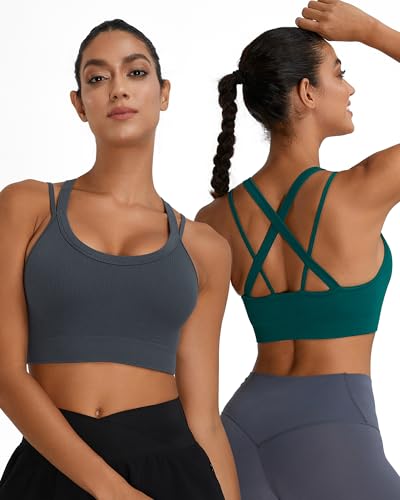 Image of Sports Bras for Women HIigh Support, Criss-Cross Back Padded Strappy High Impact Sports Bras for Women Large Bust