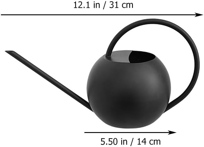 Small Watering can for Indoor Plants, 33.8Oz/1L, Enlarged Inlet Bonsai Succulent Flower Pot with Long Spout for Precise, Elegance Decorative Metal House Plant Watering can Black