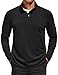 COOFANDY Men 1/4 Zip Pullover Lightweight Long Sleeve Half Turtleneck Pullover Zip Up Polo Shirts with Chin Guard Black