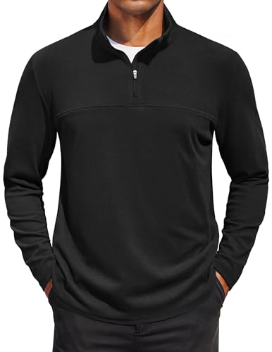 COOFANDY Mens Quarter Zip Pullover Long Sleeve Mock Turtleneck Sweatshirts Thermal Workout Golf Polo Shirt
