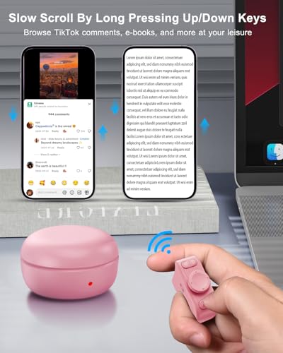 Image of [New Upgrade, Easy to Use] TikTok Scrolling Ring Remote Control, Camera Shutter Remote, Wireless Bluetooth Scrolling Ring for iPhone, iPad, iOS, Android - Light Pink