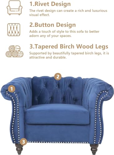 Image of QHITTY 2 Piece Living Room Sofa Set, Sectional Chesterfield Sofa Chair Contemporary Upholstered Velvet Loveseat Couch Sets for Living Room, Bedroom, Office