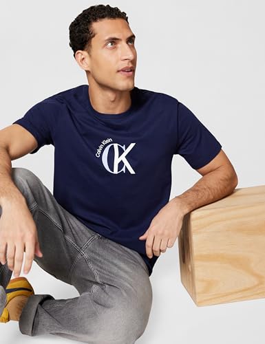 Calvin Klein Herren Ss 30S Whsl Ckj 2Tone Ck Lv14Re829G Graphic Tees, Purple (Maritime Blue), M 2