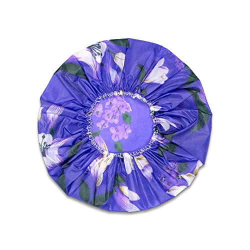Adobella Shower Cap, Reusable, Waterproof Bath Hat for Women and Girls, Keep Hair Dry During Baths and Showers, Multifunctional, Beautifully Designed Caps (1 Pack)