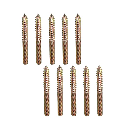 Image of 10Pcs Carbon Steel Double Headed Hanger Bolts 2.4 inch Length Self-Tapping Screw for Furniture Installation M6x60 Bronze