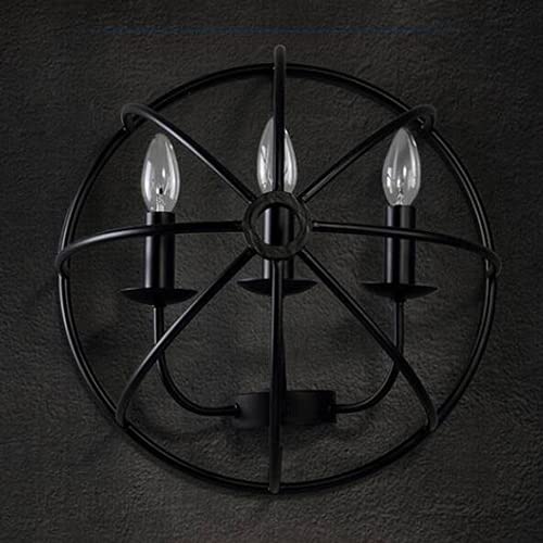Applique murale demi-cercle globe luminaire rétro E14 fer forgé noir