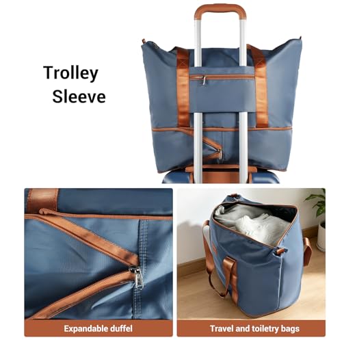 Image of 3 Piece ABS+PC Luggage Set, Carry On with Spinner & Duffle | 20 inch Carry-On + Waterproof Underseat Duffel + Toiletry Bag. 360 Spinner Wheels,Fits Overhead Bins,For Business & Travel