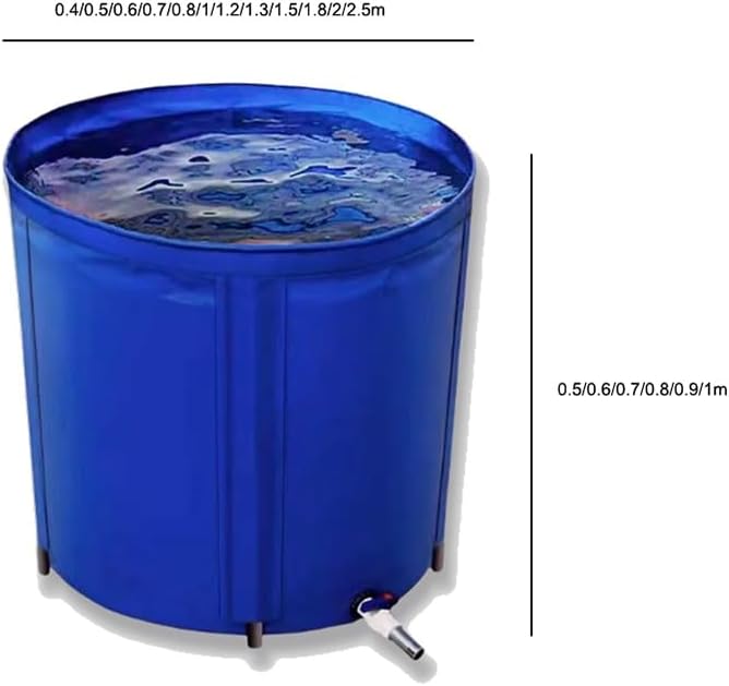 Durable Aquaculture Water Tank with Drain Valve，Round PVC Canvas Fish Pond - Durable Folding Tarpaulin Pool for Above Ground Use, Outdoor Water Storage Tank for Koi Breeding & Swimming Pool