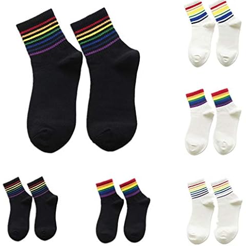 xatos Rainbow Striped Short Socks Women Cotton Socks, Unisex Soft Casual Fashion Warm Sports Comfort One Size Ankle Socks Cover