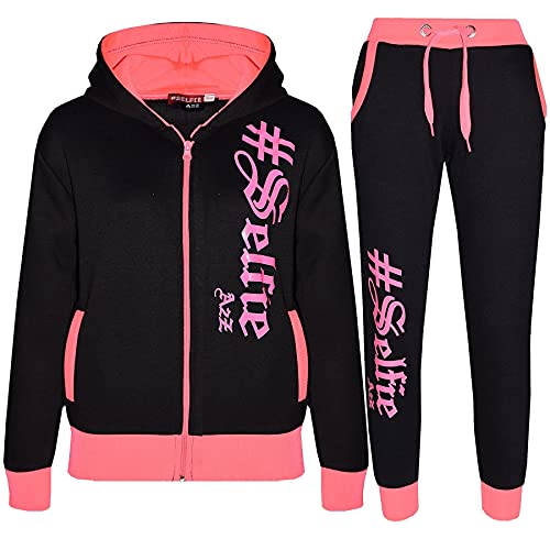 Survêtement enfant noir et rose pour le sport et l'école