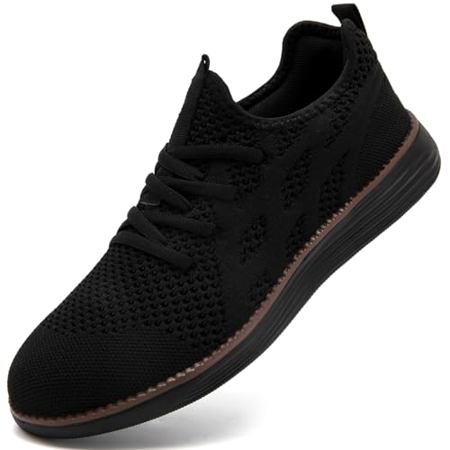 UROMGV Men Slip-On Sneakers Lightweight Running Shoes Comfortable Casual Shoes for Walking Gym Commute Driving Non-Slip Breathable Design with All-Day Comfort All Black UK 10