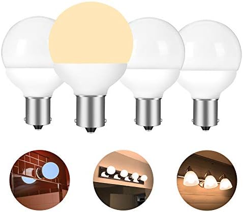 12 volt RV vanity led light bulbs BA15S 1383 1139 1156 1141 20-99 9019 replacement for 5th wheel Camper trailer Motorhomes Marine boat bathroom 30-40W equivalent soft white 3000K pack of 4