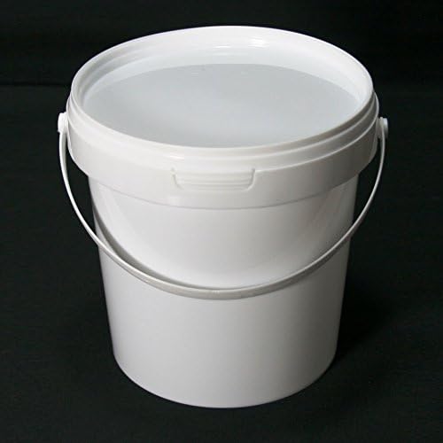 Pack of 5 x 1 Litre Buckets - 1 Litre Airtight Food Grade White Catering Mixing Plastic Buckets with Lids  Heavy Duty Industrial Catering Kitchen Quality (5 x 1 Litre Buckets)