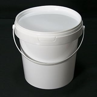 Pack of 5 x 1 Litre Buckets - 1 Litre Airtight Food Grade White Catering Mixing Plastic Buckets with Lids  Heavy Duty Industrial Catering Kitchen Quality (5 x 1 Litre Buckets)