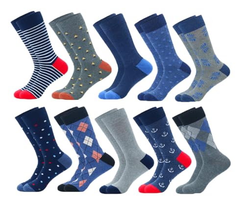 Men's Dress Socks Fun socks Comfortable Soft Business cotton Casual Crew Colorful striped socks One Size Multi-pack