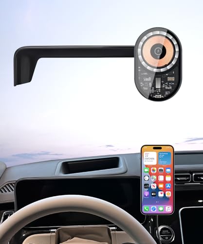 Masergogo Wireless Charging Car Phone Holder for Mercedes Benz S-Class S500 S580 S680 4Matic 2021-2025, 12.3" Screen Fixed Clip, 360° Rotation Car Phone Mount Compatible with MagSafe