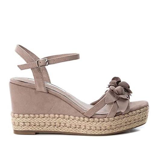 XTI 35040, Sandalias con Correa de Tobillo para Mujer, Marrón Taupe, 37 EU