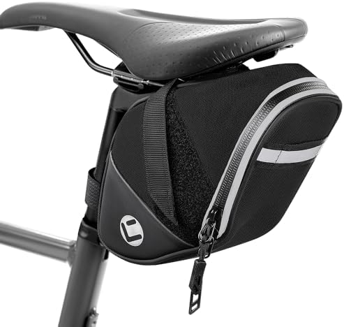 WOTOW Bike Saddle Bag - Waterproof Strap-on Bike Seat Bag - Reflective Bicycle Under Seat Storage Pouch for Road Mountain Bike Cycling Travel