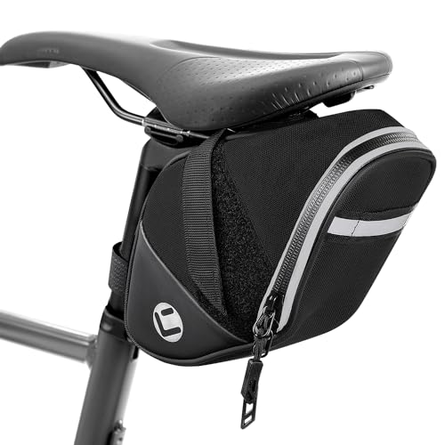 Image of WOTOW Bike Saddle Bag - Waterproof Strap-on Bike Seat Bag - Reflective Bicycle Under Seat Storage Pouch for Road Mountain Bike Cycling Travel
