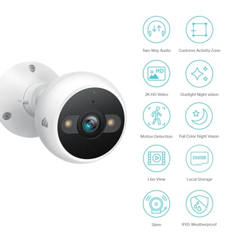Kasa 2K+ Outdoor Wired Security Camera - Person/Motion Detection, 24/7 Recording, 2-Way Audio, Siren, Starlight Color Night Vision, Subscription-Free Local Storage or Optional Cloud, KC420WS by Kasa Smart - Image 2