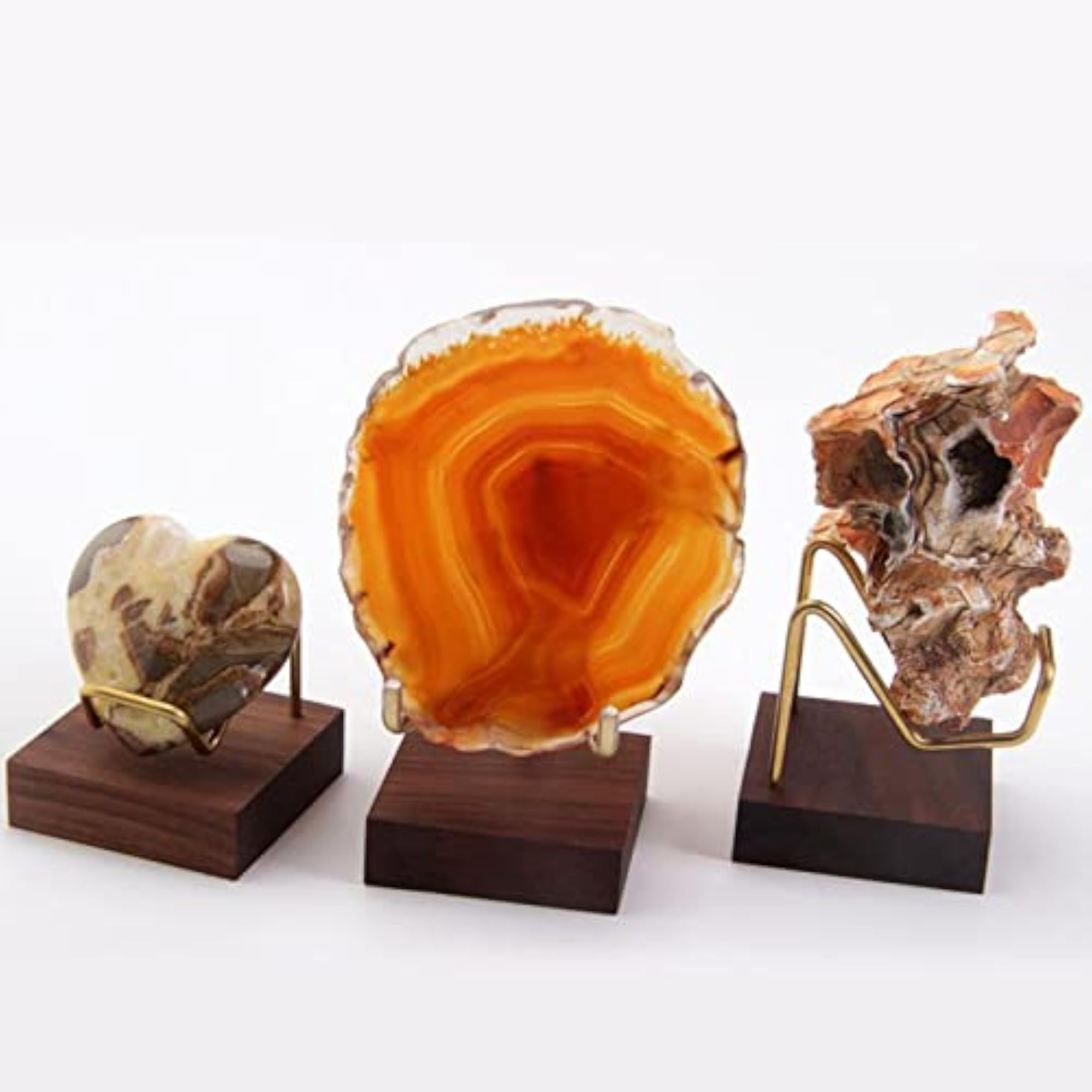 Metal Arm Wooden Base Display Stand Rack for Gemstone