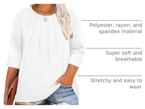 Image of Chulianyouhuo Womens Plus Size Tops 3 /4 Sleeve Casual T Shirts