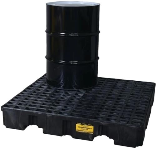 Image of Eagle 4 Drum Spill Containment Pallet with Forklift Pockets, 51.5 inchx51.5 inchx8 inch, 66 Gallon Sump, 8,000 lbs. Load Capacity Secondary Containment Pallet, Made in USA, Black, 1645BND
