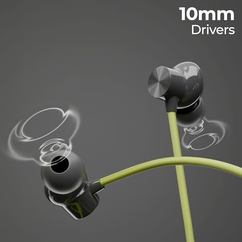 Image of Zebronics Escape 80 Wireless Neckband, 18H Playback, 10mm Drivers, Type-C Charging with Built-In Battery, Rapid Charging, MagSnap, ENC, Gaming Mode, Dual Pairing, BT v5.3, Voice Assistant (Green+Grey)