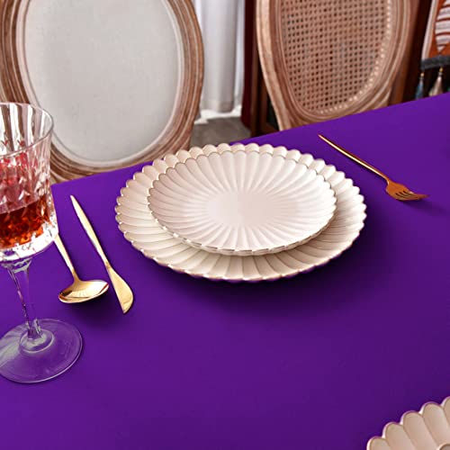 MEANMOY Purple 210 GSM Water & Stain Resistant Rectangle Tablecloth for 4 Foot Table - Solid 60 x 84 Inch Rectangular Table Cloth in Wrinkle Free Washable Polyester Fabric for Wedding, Party, Banquet by MEANMOY - Used condition - Image 7