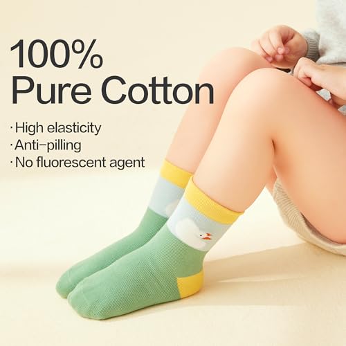 Beibi 4 PCS Newborn Baby Crew Socks, Preemie Toddler Essentials, Unisex Baby Cotton Socks Bundle for Babies Toddlers, Kids3