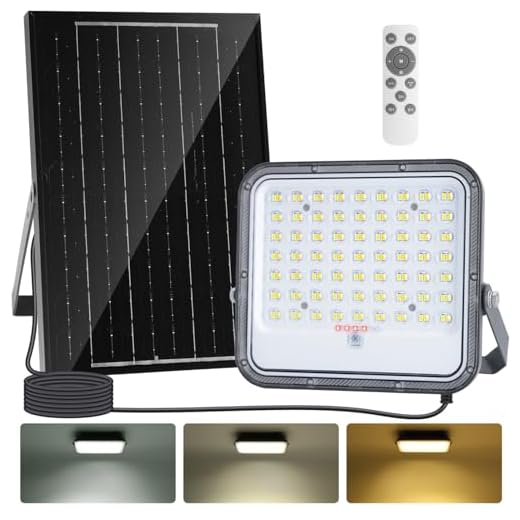 Aigostar Solar LED Strahler Außen mit Großer Solarpanel,Dimmbar 3000K/4000K/6500K,8000mAH,Großer Batteriekapazität,Solarlampen für Außen Garten,IP66 Wasserfest, LED Flutlichter mit Fernbedienung