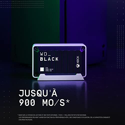 WD_BLACK D30 SSD pour Xbox 2 To, Game Drive SSD for Xbox, Disque SSD externe, Portable SSD des vitesses allant jusqu'à 900 Mo/s, pour la vitesse et le stockage, Compatible avec Xbox Series X|S