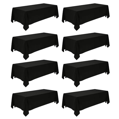 8 pack black 90x156 inch tablecloths for 8 ft tables
